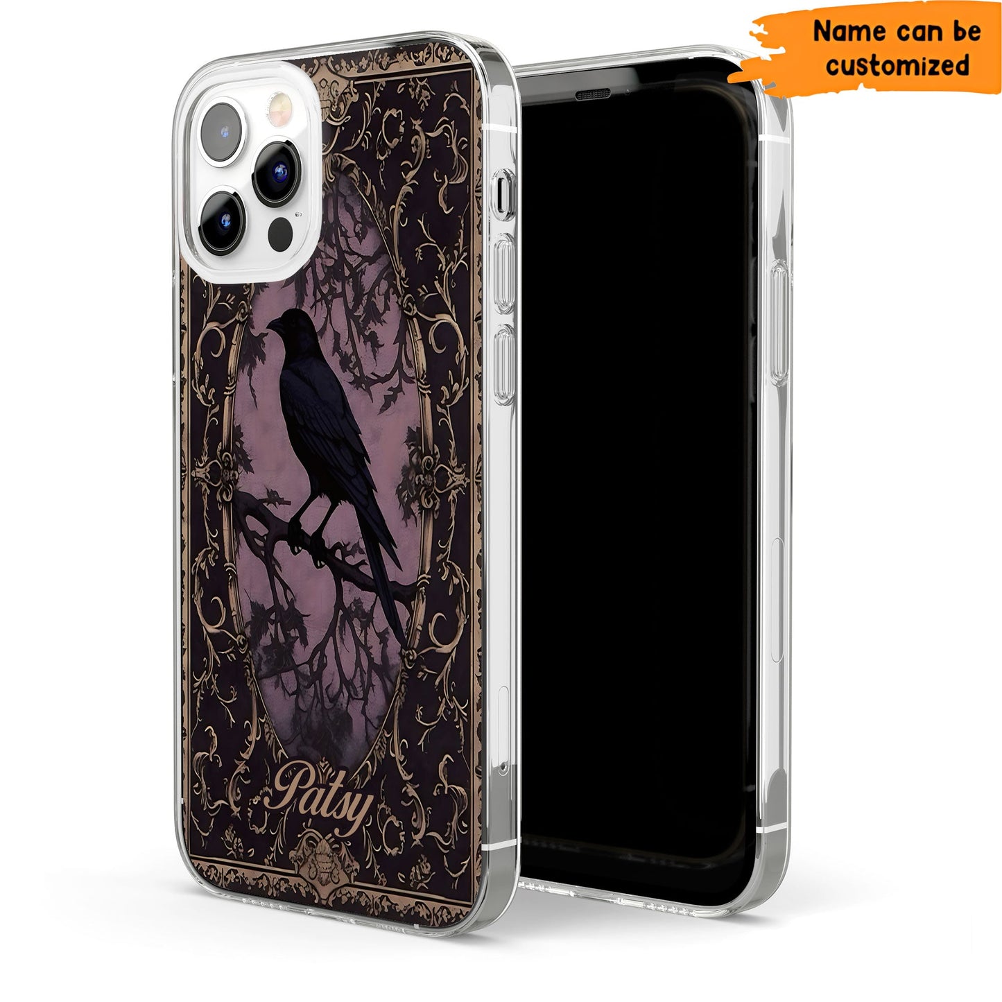 Gothic Raven Phone Case – Dark Vintage Crow Cover Personalized Clear Phone