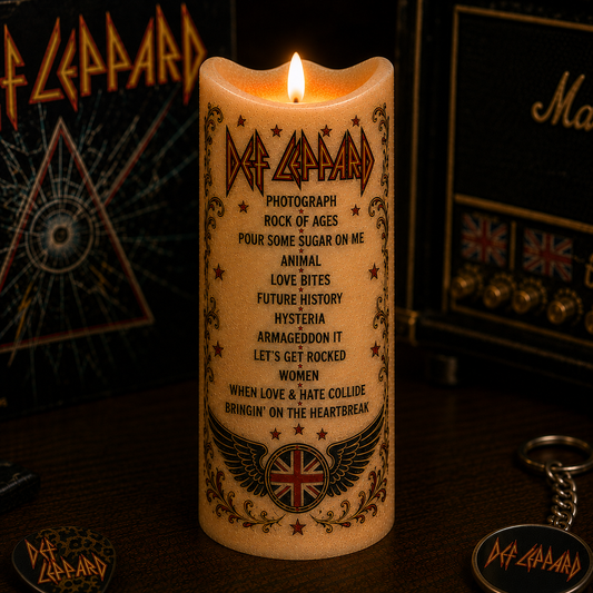 Def Leppard LED Flameless Candle – Music Decorative Candle with Warm Flickering Light