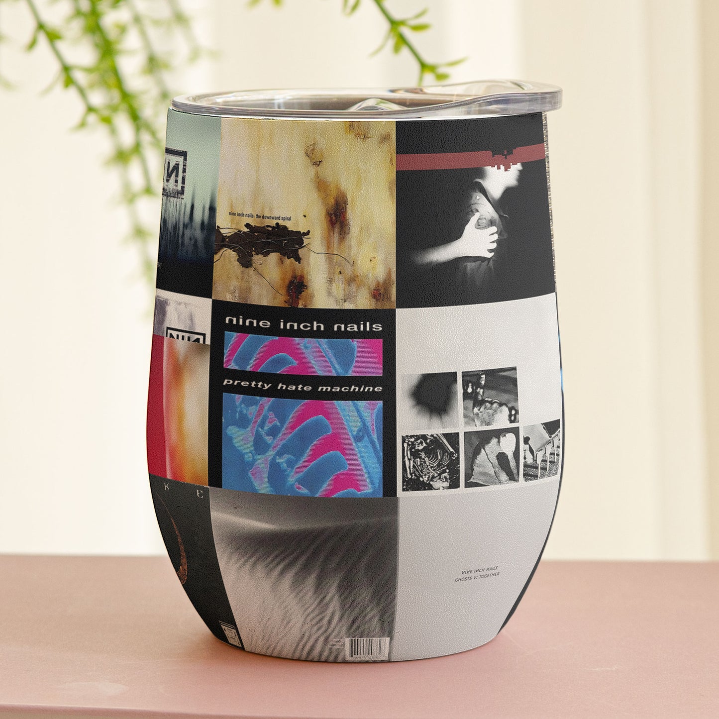 Nine Inch Nails Album Collage Tumbler – Dark Industrial Rock Nostalgia