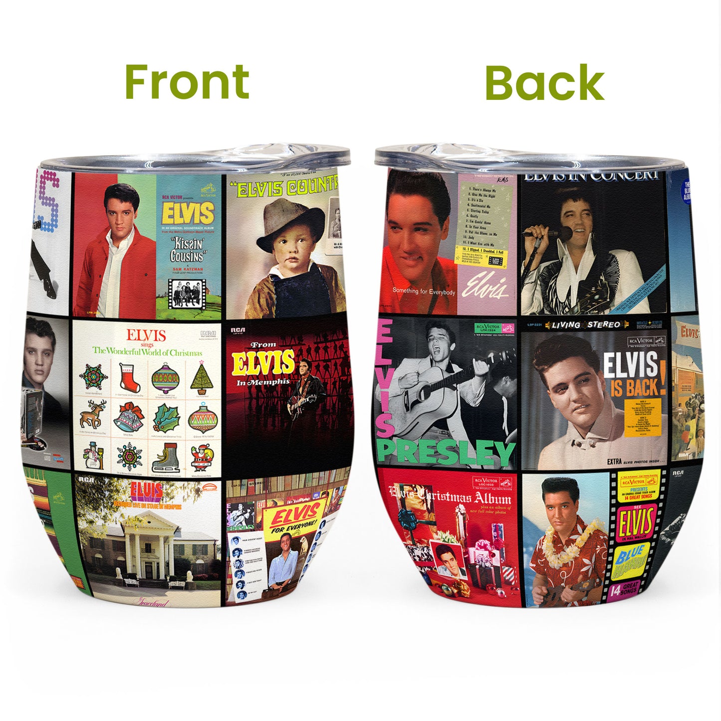 Elvis Presley Vintage Album Collage Tumbler – A Nostalgic Tribute to the King of Rock & Roll