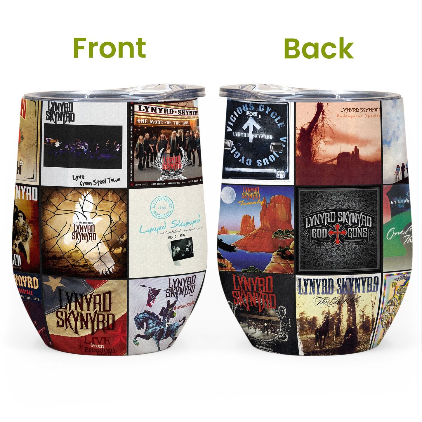 Lynyrd Skynyrd Album Collage Tumbler – A Southern Rock Nostalgia Tribute