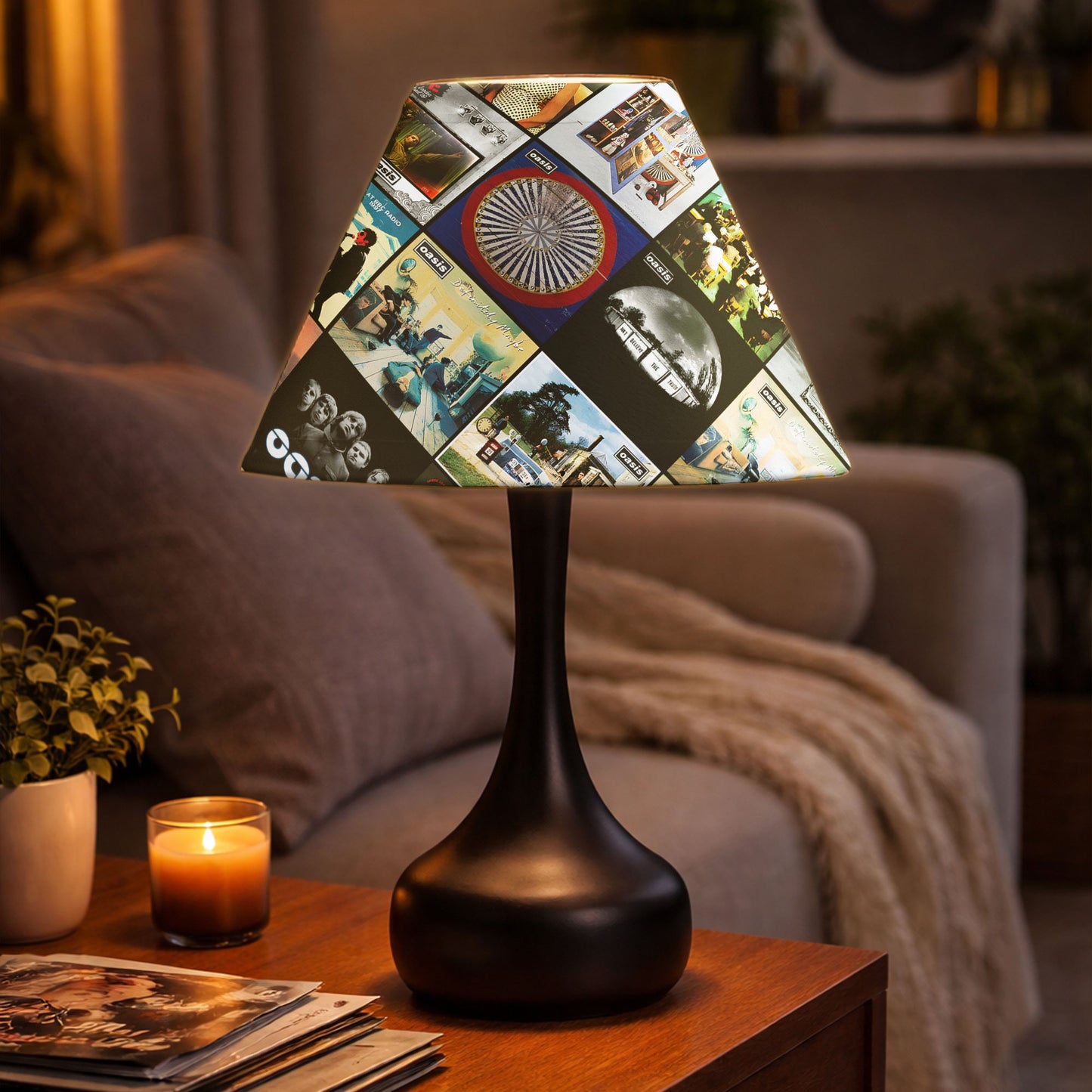 Oasis Table Lamp – Classic Album Cover Collage Britpop Fan Decor