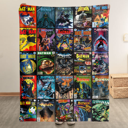 Batman Comic Sherpa Blanket – Vintage DC Superhero Throw Blanket for Cozy Home Decor