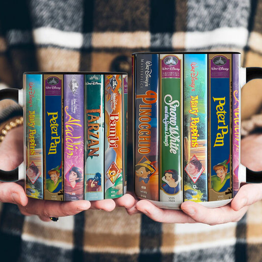 Disney Classic VHS Collection Mug – Vintage Cartoon Movie Spine Coffee Cup