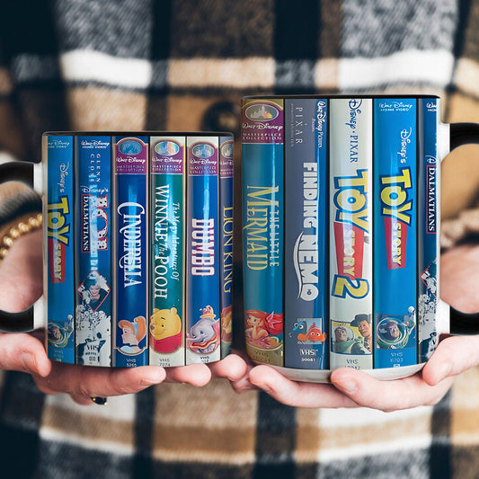 Disney & Pixar VHS Classics Mug – Toy Story, Cinderella & Winnie the Pooh Vintage Coffee Cup