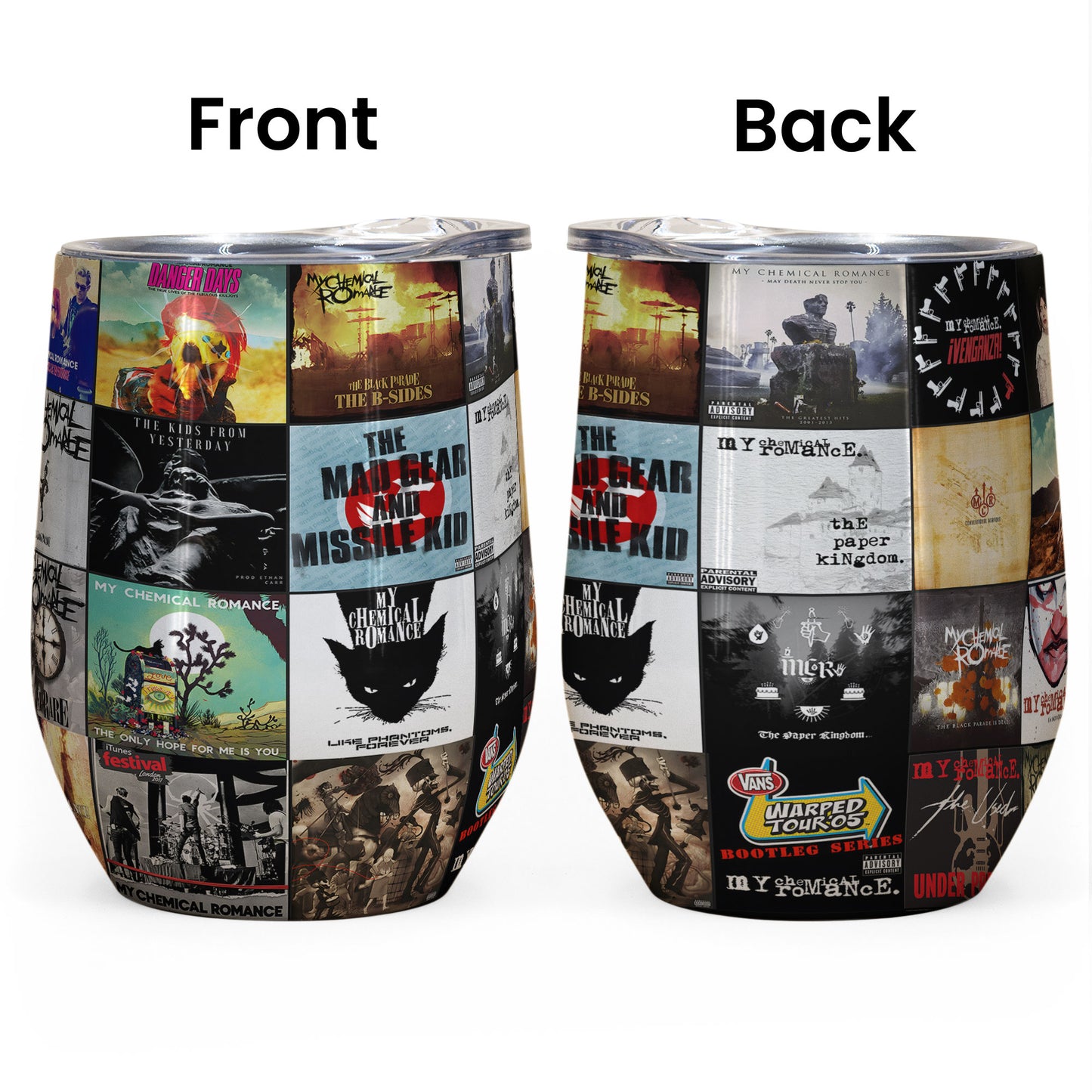 My Chemical Romance Album Collage Tumbler – Emo Rock Nostalgia of a Generation