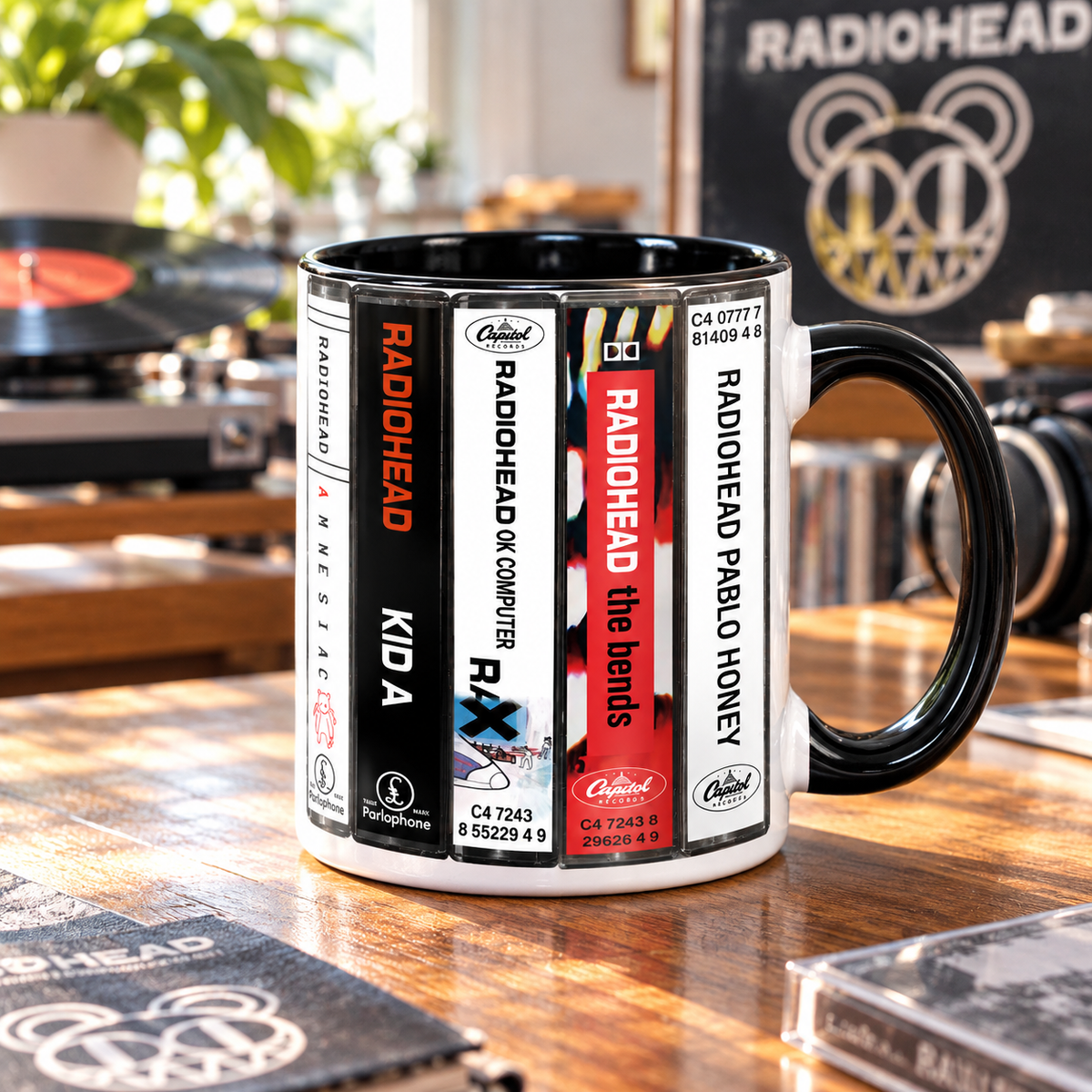 Radiohead Cassette Tape Mug, Alternative Rock Coffee Cup, Retro Album Collection Mug, 90s Music Fan Gift