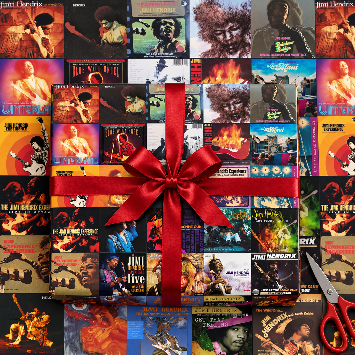 Jimi Hendrix Album Cover Wrapping Paper Roll – Psychedelic Rock Music Gift Wrap, Vintage Album Collage Christmas Wrapping Paper for Hendrix Fans