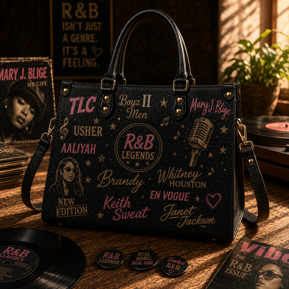 R&B Legends Faux Leather Handbag – Vintage Soul & R&B Music Shoulder Tote Bag for Music Lovers