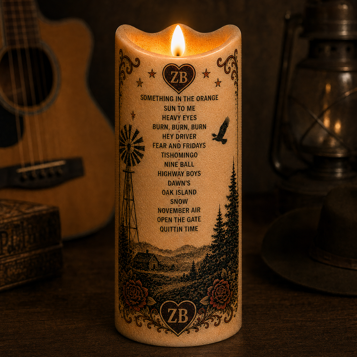 Zach Bryan Flameless LED Candle, American Heartbreak Country Music Candle, Rustic Western Home Decor, Zach Bryan Fan Gift