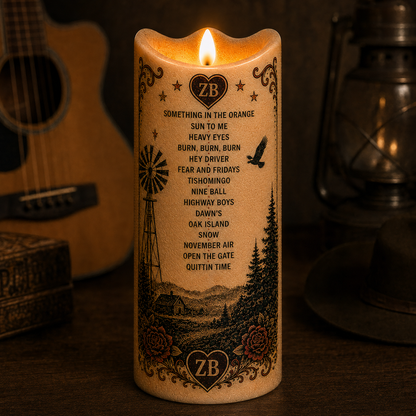 Zach Bryan Flameless LED Candle, American Heartbreak Country Music Candle, Rustic Western Home Decor, Zach Bryan Fan Gift