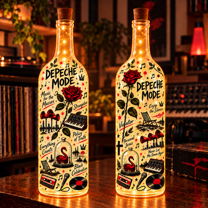 Depeche Mode Lighted Bottle Lamp, Enjoy the Silence Music Decor, Violator Fan Gift, Alternative Rock LED Bottle Light, Synthpop Room Decor
