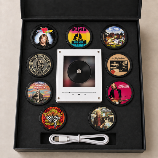 Tom Petty MagTune, Magnetic Music Player Set, Mini Vinyl Album Magnets, Tom Petty and The Heartbreakers Gift, Classic Rock Collectible