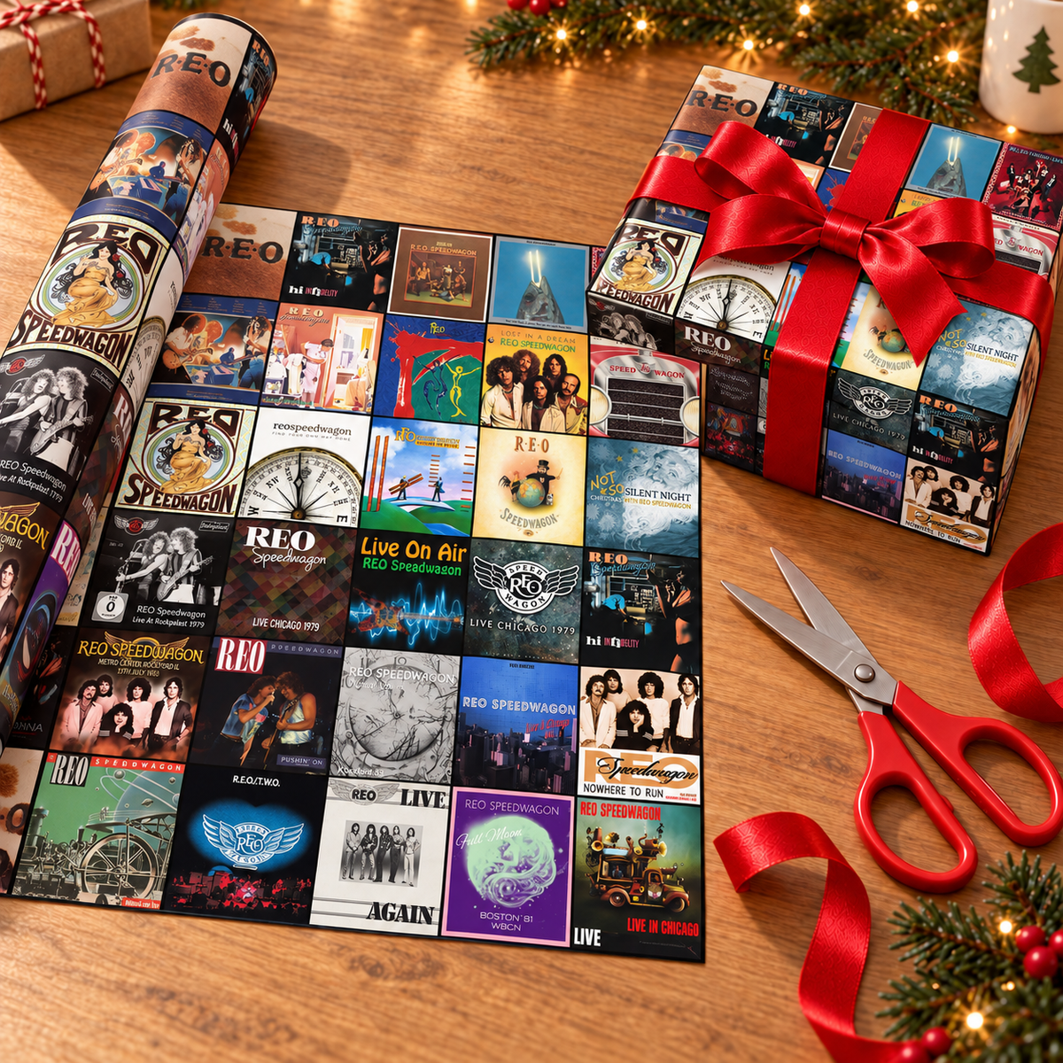 REO Speedwagon Album Cover Wrapping Paper Roll – Classic Rock Music Gift Wrap, Vintage Album Collage Christmas Wrapping Paper for REO Fans