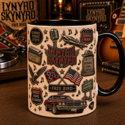 Lynyrd Skynyrd Mug – Free Bird & Sweet Home Alabama Coffee Cup, Southern Rock Gift for Fans