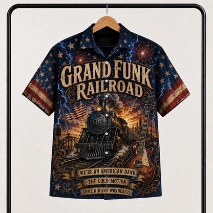 Grand Funk Railroad Hawaiian Shirt - American Classic Rock Band All Over Print AOP Button Up Shirt for Rock Music Fans