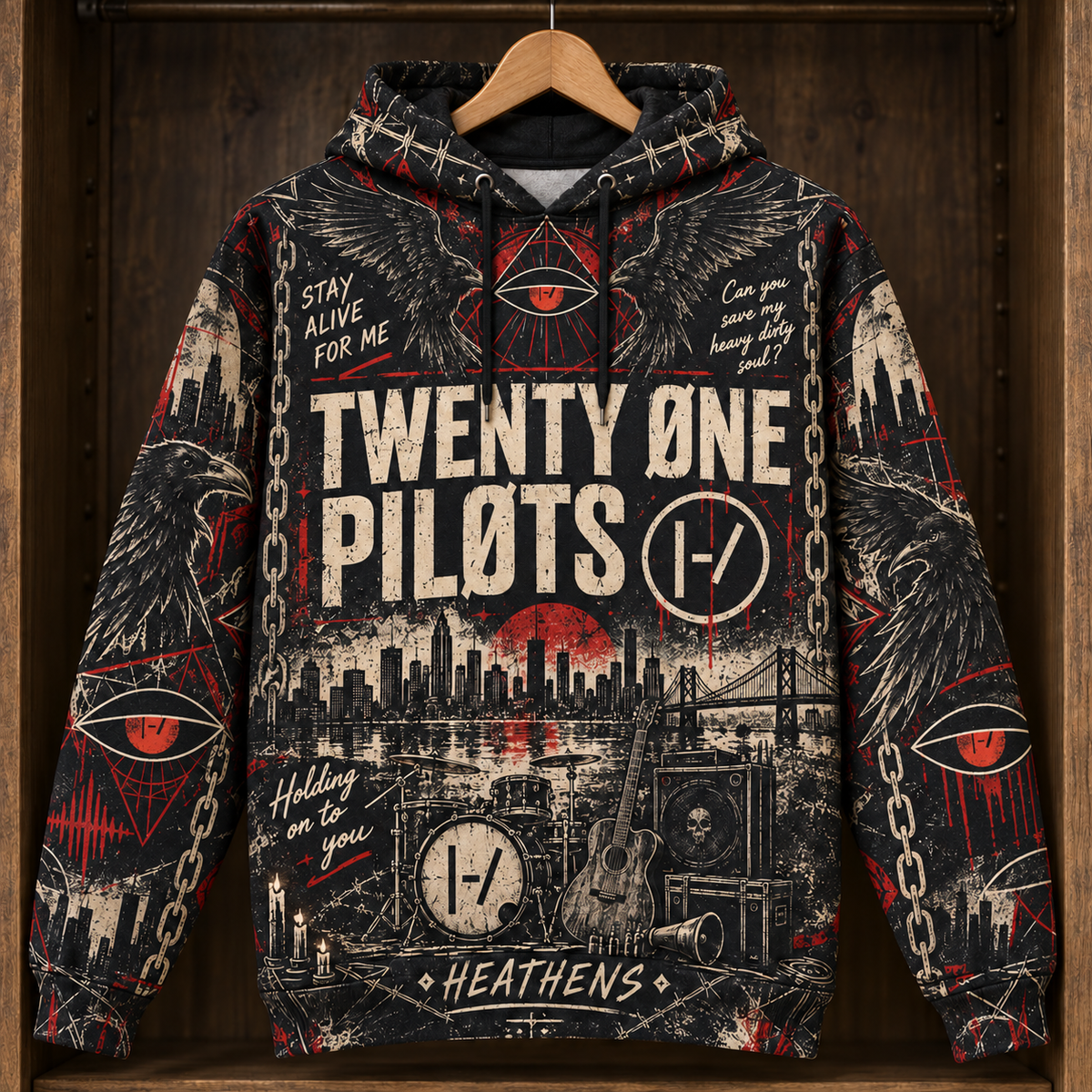 Twenty One Pilots Heavydirtysoul Hoodie – Blurryface Inspired Rock Pullover, Alternative Music Fan Gift