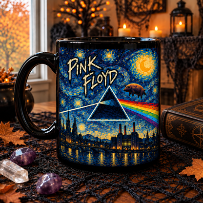 Pink Floyd Van Gogh Art Mug – Dark Side of the Moon Starry Night Mug, The Wall & Division Bell Rock Coffee Cup, Pink Floyd Fan Gift