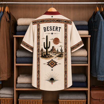 Desert Landscape Luxury Design Hawaiian Shirt – Southwestern Inspired Hawaiian Shirt White Version