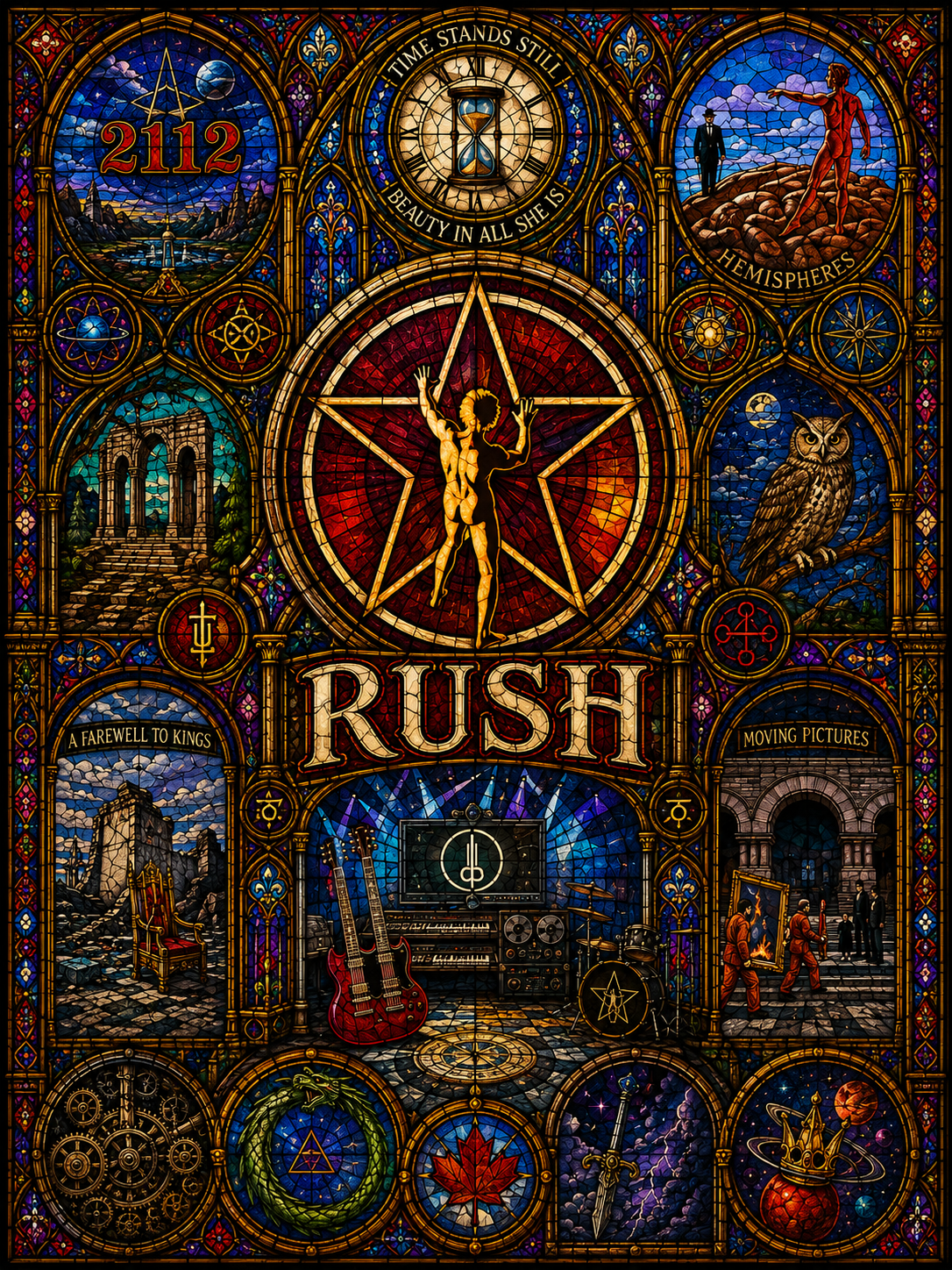 Rush Band Sherpa Blanket – Starman Stained Glass Throw Blanket