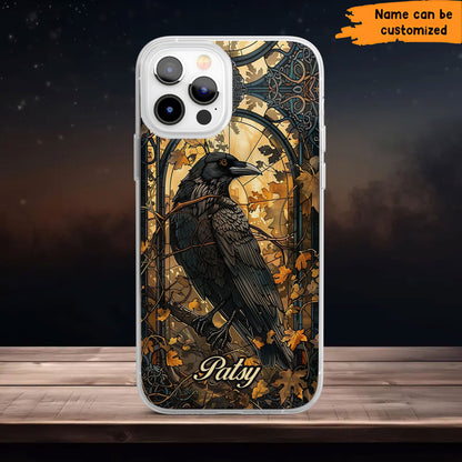 Custom Gothic Raven & Autumn - Personalized Clear Phone