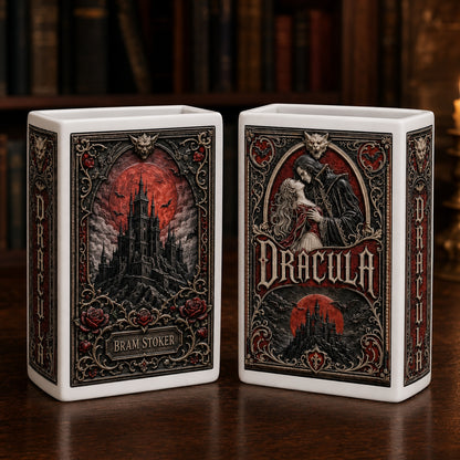 Bram Stoker Dracula Ceramic Book Vase - Gothic Vampire Home Decor & Bookish Gift