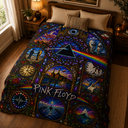 Pink Floyd Sherpa Blanket – Dark Side Of The Moon Stained Glass Throw Blanket