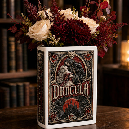 Bram Stoker Dracula Ceramic Book Vase - Gothic Vampire Home Decor & Bookish Gift