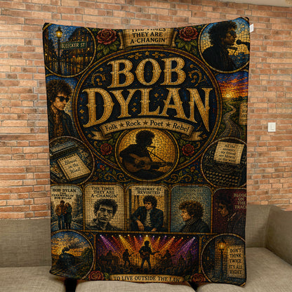 Bob Dylan Sherpa Blanket – Blowin' In The Wind Stained Glass Blanket