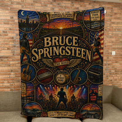 Bruce Springsteen Sherpa Blanket – Born To Run Stained Glass Blanket