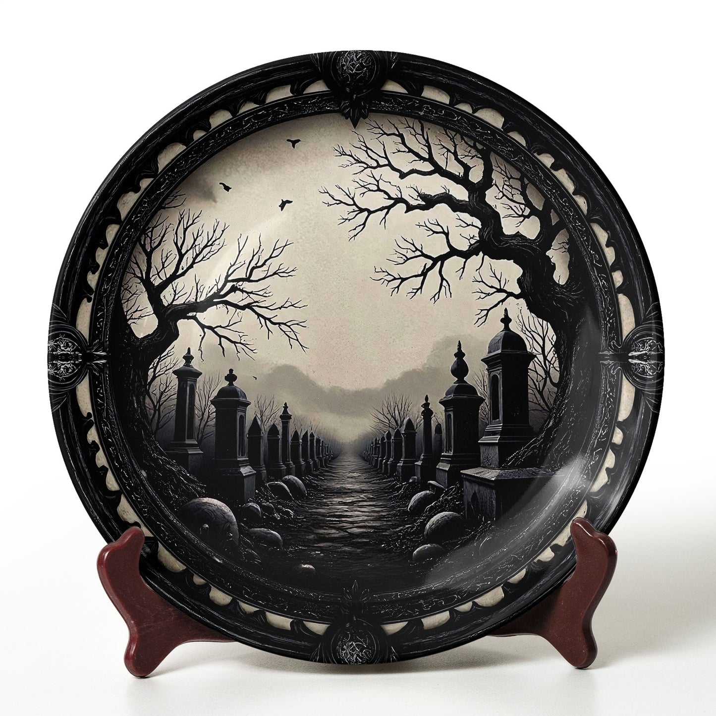 Whispers of the Graveyard – Gothic Decorative Ceramic Plate