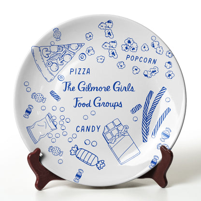 Gilmore Girls Food Groups Ceramic Plate – Pizza, Popcorn & Candy Design