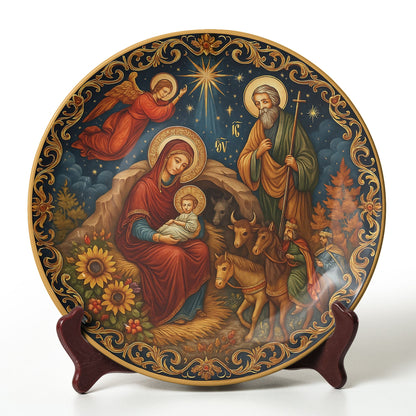 Holy Family Nativity Icon Decorative Ceramic Plate ?