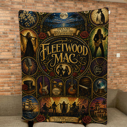 Fleetwood Mac Sherpa Blanket – Dreams Stained Glass Classic Rock Throw Blanket