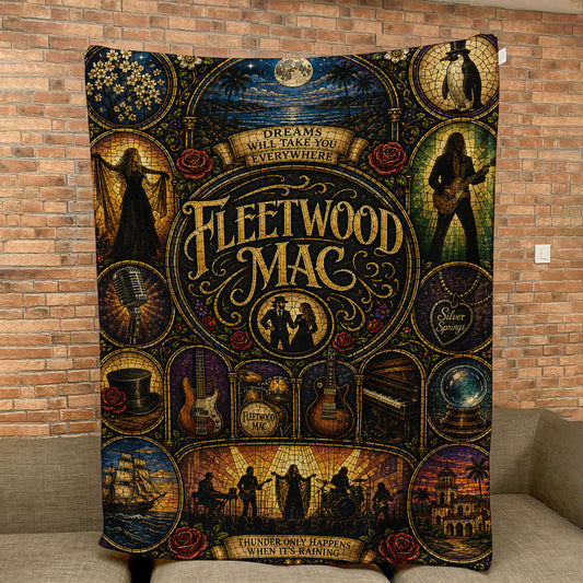 Fleetwood Mac Sherpa Blanket – Dreams Stained Glass Classic Rock Throw Blanket