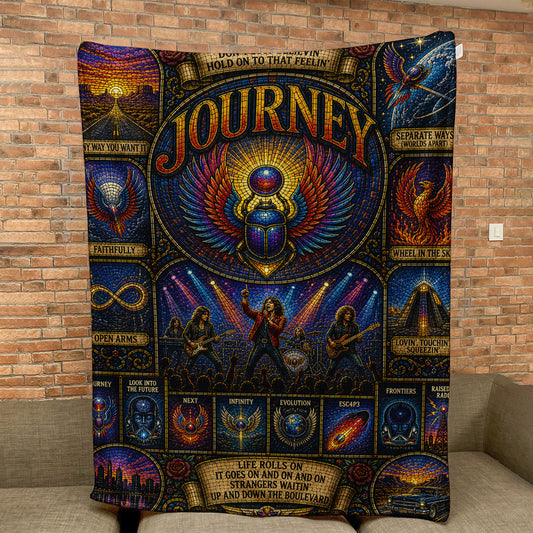 Journey Band Sherpa Blanket – Don't Stop Believin' Stained Glass Blanket