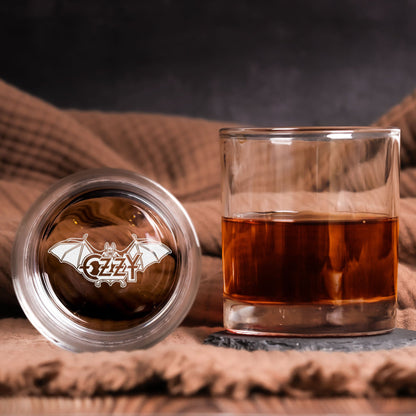 Ozzy Osbourne Bat Logo Engraved Whiskey Glass - Multiple Designs Available (With Gift Box)