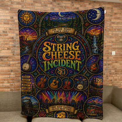 The String Cheese Incident Sherpa Blanket – On The Road Stained Glass Blanket