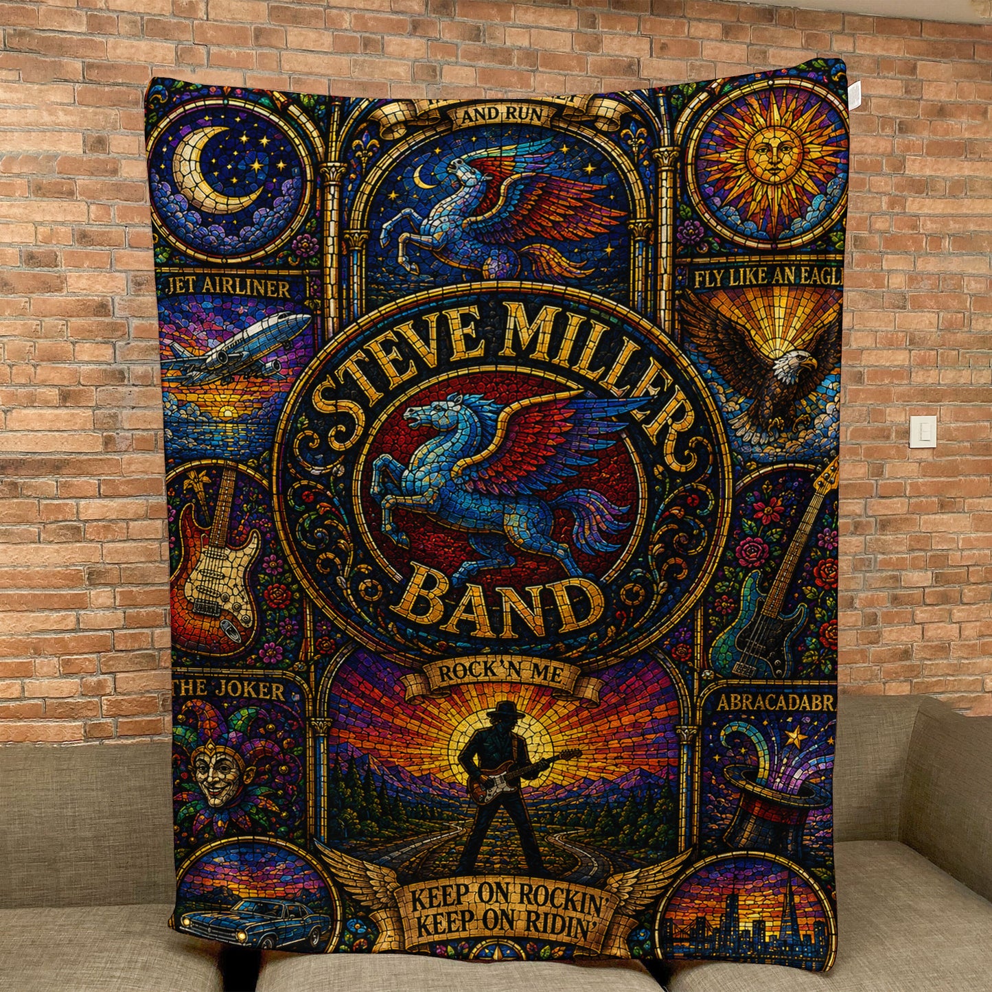 Steve Miller Band Sherpa Blanket – Fly Like An Eagle Stained Glass Blanket