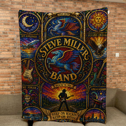 Steve Miller Band Sherpa Blanket – Fly Like An Eagle Stained Glass Blanket
