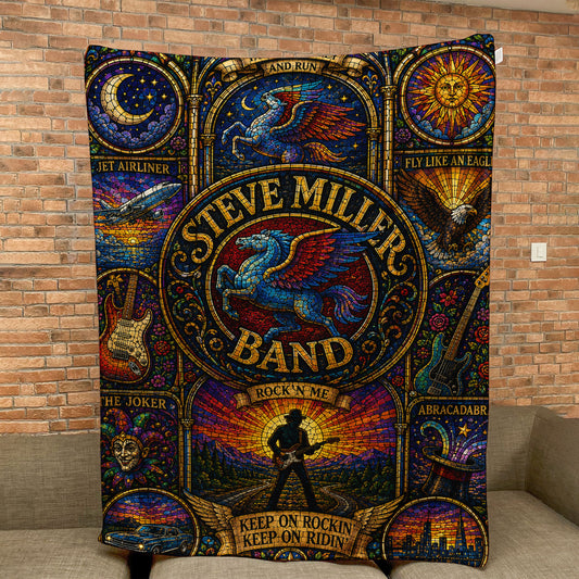 Steve Miller Band Sherpa Blanket – Fly Like An Eagle Stained Glass Blanket