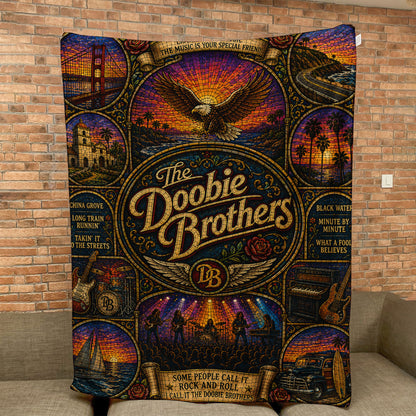 The Doobie Brothers Sherpa Blanket – Listen To The Music Stained Glass Blanket