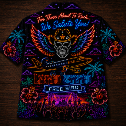 Lynyrd Skynyrd Band Neon Hawaiian Shirt - Punk Rock Band All Over Print Hawaiian Shirt