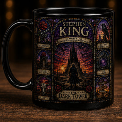 Stephen King Dark Tower Ceramic Mug – Gothic Stained Glass Ka-Tet Roland Fan Gift
