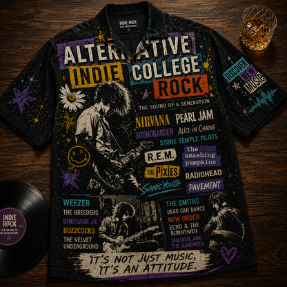 Alternative Indie Rock Hawaiian Shirt - Unisex Casual Stay Independent Festival Button Up