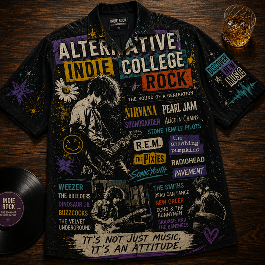 Alternative Indie Rock Hawaiian Shirt - Unisex Casual Stay Independent Festival Button Up