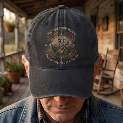 Grateful Dead Franklin's Tower May The Four Winds Blow You Safely Home Goat Lyrics Denim Cap – Retro Vintage Dad Cap Gift For Dad (With Box)