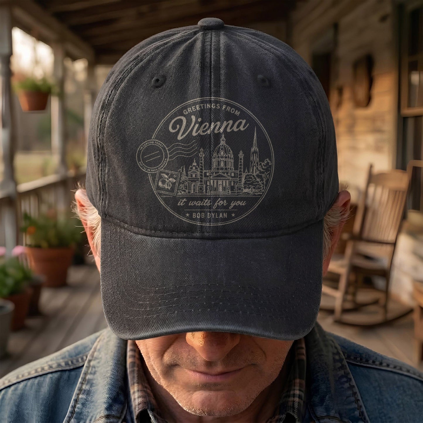 Bob Dylan Vienna It Waits For You Denim Cap – Retro Vintage Dad Cap Gift For Dad (With Box)
