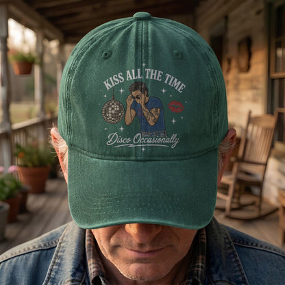 Kiss All The Time Disco Harry Styles Illustration Denim Cap – Retro Vintage Dad Cap Gift For Dad (With Box)