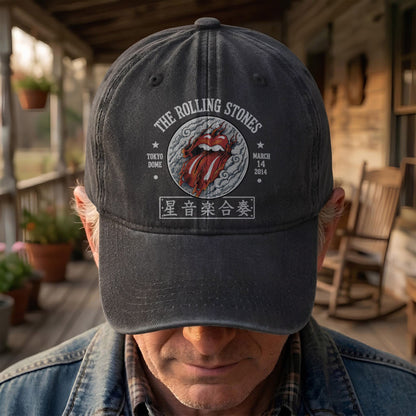The Rolling Stones 2014 Tokyo Dome Concert Vintage Denim Cap – Retro Dad Cap (With Box)